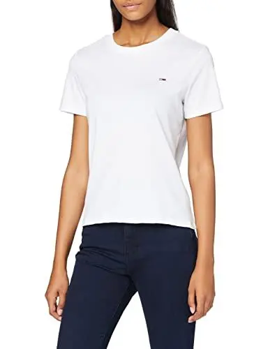 Produktbild: Tommy Jeans Tjw Regular Jersey C Neck Kurzarm Strickoberteile, Damen, Weiß (White), M