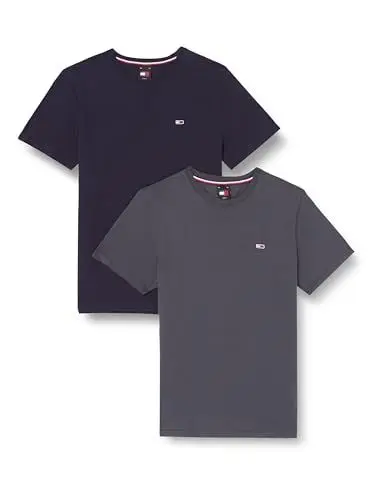 Produktbild: Tommy Jeans Herren 2er Pack T-Shirts Kurzarm aus Baumwolle, Blau (New Charcoal/Dark Night Navy), XXL