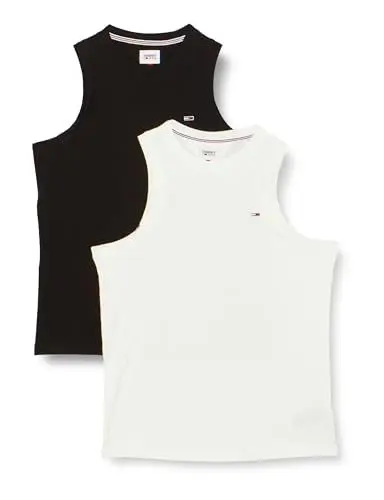 Produktbild: Tommy Jeans Herren 2er Pack Tank Tops Slim Fit, Mehrfarbig (White / Black), L