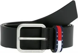 Produktbild: Tommy Jeans Herren Gürtel Ryan Regular mit Flagge aus Leder, Schwarz (Black), 85 cm