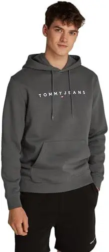 Produktbild: Tommy Jeans Herren Hoodie Linear Logo mit Kapuze, Grau (Washed Black), XXL