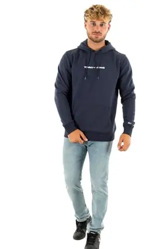 Produktbild: Tommy Jeans Herren Hoodie Regular Linear mit Kapuze, Blau (Twilight Navy), S