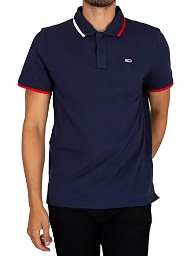 Produktbild: Tommy Jeans Herren Poloshirt Kurzarm Reg Flag Regular Fit, Blau (Twilight Navy), L