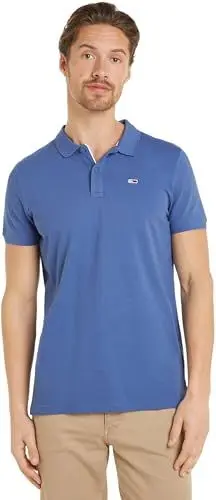 Produktbild: Tommy Jeans Herren Poloshirt Kurzarm Slim Fit, Blau (Charmed), S