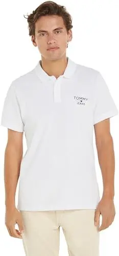 Produktbild: Tommy Jeans Herren Poloshirt Kurzarm Tjm Slim Corp Polo Regular Fit, Weiß (White), XL