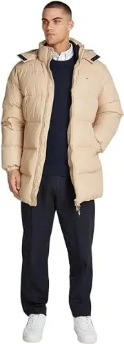 Produktbild: Tommy Jeans Herren Pufferjacke Essential Down Parka mit Kapuze, Beige (Gentle Gold), L