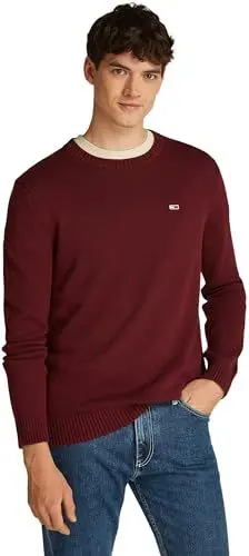 Produktbild: Tommy Jeans Herren Pullover Slim Fit Crew Neck Sweater Strickpullover, Rot (Deep Rouge), L