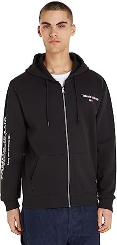 Produktbild: Tommy Jeans Herren Sweatshirt Regular Entry Zip-Thru mit Reißverschluss, Schwarz (Black), L
