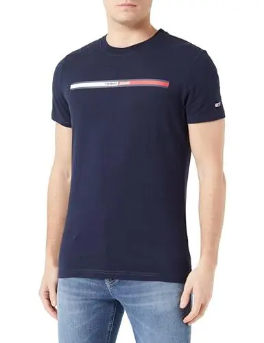 Produktbild: Tommy Jeans Herren T-Shirt Kurzarm Essential Flag Tee Rundhalsausschnitt, Blau (Dark Night Navy), XL