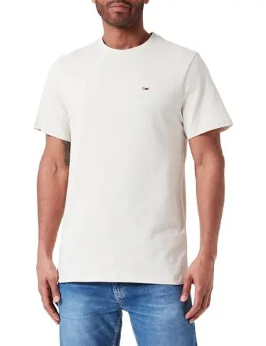 Produktbild: Tommy Jeans Herren T-Shirt Kurzarm TJM Classic Rundhalsausschnitt, Elfenbein (Newsprint), XL