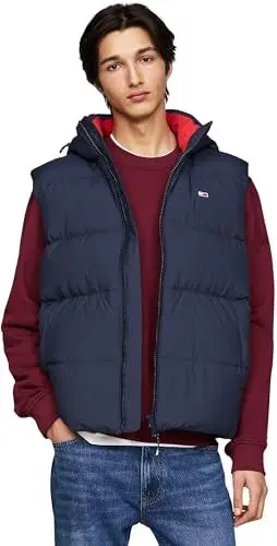Produktbild: Tommy Jeans Herren Weste Essential Down Vest mit Kapuze, Blau (Dark Night Navy), S