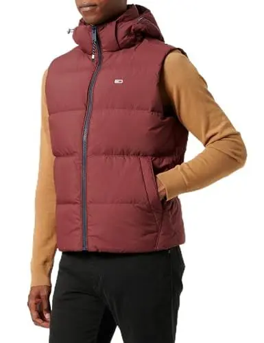 Produktbild: Tommy Jeans Herren Weste Essential Down Vest mit Kapuze, Rot (Deep Rouge), L