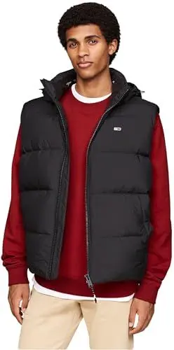 Produktbild: Tommy Jeans Herren Weste Essential Down Vest mit Kapuze, Schwarz (Black), M