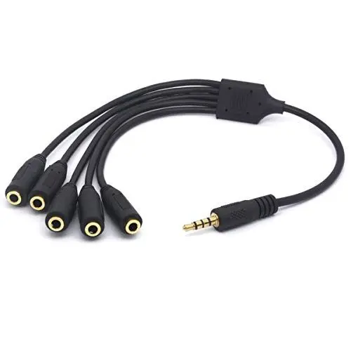 Produktbild: Tomost 3,5 mm TRRS Stecker auf 5 TRRS Buchse Stereo 4-polig Splitter Kabel Konverter Kopfhörer Verlängerung