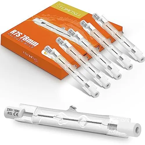 Produktbild: Tomosu 6 Stück R7s Halogenstab 78mm 150W Dimmbar R7s Halogen Leuchtmittel Warmweiß 2800K 2880LM 230V J78 Halogen Fluterlicht für Arbeitsleuchten, Landschaftsleuchten,Stehleuchten