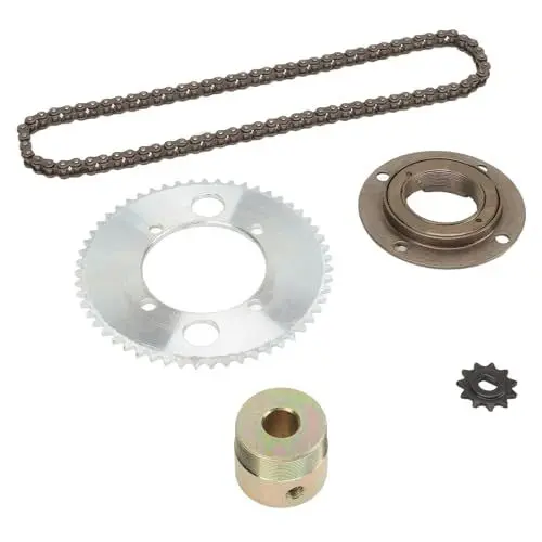 Produktbild: Tomotato 25H 82 Glieder Kettensatz, Stahl 8D 11T Kettenrad Vorne, 55 Zähne 4 Loch Kettenrad mit Freilauf und 13 mm Anschluss für Motorräder, Dirtbikes, Motorroller, ATV-Modifikationen