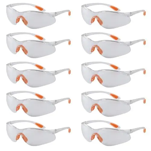 Produktbild: Tomoyuki Schutzbrillen, 10 Stk Augenschutzbrille Sicherheitsbrille, Transparent Schutzbrille Laborbrille mit Gummieinsatz, Arbeitsschutzbrillen mit Kratzfeste Linsen für Sicheren Schutz, Damen Herren