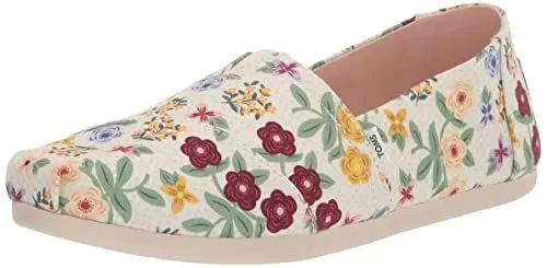 Produktbild: TOMS Damen Alpargata Print Flache Slipper, Weiß Blumenmuster, 35.5 EU