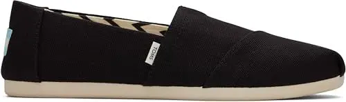 Produktbild: TOMS Damen Alpargata aus recycelter Baumwolle Flache Slipper, Schwarz Weiß, 40 EU