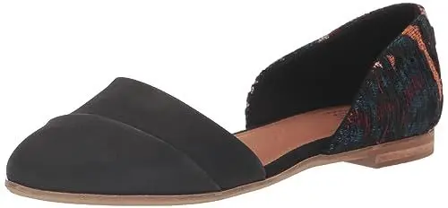 Produktbild: TOMS Damen Jutti Dorsay Ballerinas, Schwarzes Leder und Global Woven, 36 EU