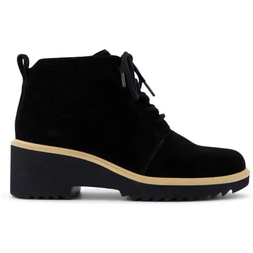 Produktbild: TOMS Damen Maude Schnürschuh Mode-Stiefel, Schwarze Velourslederoptik, 36 EU
