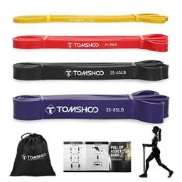Produktbild: TOMSHOO Widerstandsbänder, 5 Stück, hautfreundliche Latex-Klimmzughilfen für Crossfit, Stretching, Powerlifting, Fitnessstudio, Zuhause, Yoga, Krafttraining, Workout-Bänder für Damen und Herren
