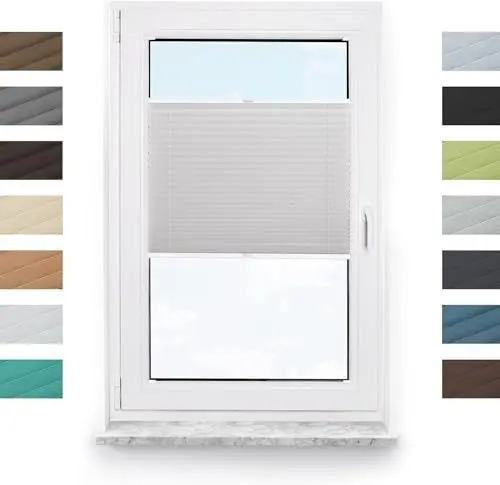 Produktbild: Tom'Shop Plissee nach maß, Plissee zum Kleben Sonnenschutz Plisseerollo Jalousie Lichtdurchlässig und Blickdicht für Fenster & Tür, (Höhe 150-240cm)