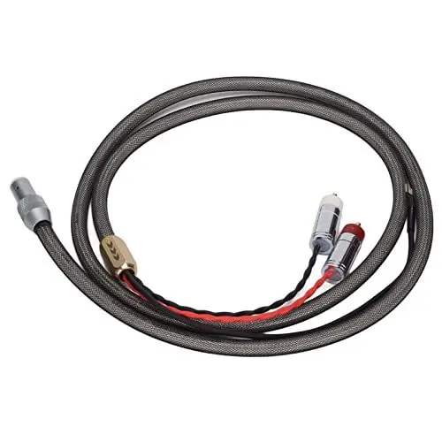 Produktbild: Tonarmkabel, Dual-Cinch auf 5-Pin-XLR-Buchse, Vergoldeter Stecker, Versilberter Draht mit Erdungsdraht, Audiokabel für LP-Schallplatten-Phonographen (2M)