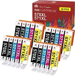 Produktbild: Toner Kingdom 20 Pack 570XL 571XL Tintenpatrone Kompatibel mit Canon PGI-570 CLI-571 XL für Canon für PIXMA TS5050 MG5750 MG5751 TS5055 MG5752 MG6850 MG5753 MG6851 MG6852 TS5051 TS6051 TS6050 TS6052