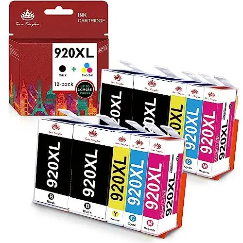 Produktbild: Toner Kingdom 920XL Kompatibel für HP 920XL Multipack Druckerpatronen für HP Officejet 6500A 6500, HP Officejet 7500A 7500, HP Officejet 6000 7000 Drucker (4 Schwarz, 2 Cyan, 2 Magenta, 2 Gelb)