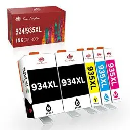 Produktbild: Toner Kingdom 934XL 935XL Tintenpatrone Ersatz Kompatibel für HP 934XL 935XL für HP Officejet Pro 6230 6830 6820 6812 6835 6815 (Schwarz, Cyan, Magenta, Gelb, 5 Pack)