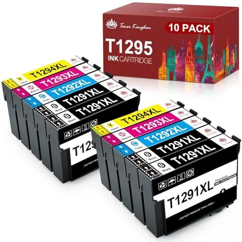 Produktbild: Toner Kingdom T1295 Multipack Kompatible Tintenpatrone für T1291 T1292 T1293 T1294 für Epson WF 3520 Stylus SX435W SX235W SX525WD SX425W Stylus Office BX535WD BX305FW (4Schwarz 2Cyan 2Magenta 2Gelb)