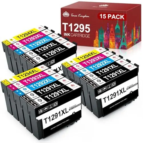 Produktbild: Toner Kingdom T1295 Multipack Kompatible Tintenpatrone für T1291 T1292 T1293 T1294 für Epson WF 3520 Stylus SX435W SX235W SX525WD SX425W Stylus Office BX535WD BX305FW (6Schwarz 3Cyan 3Magenta 3Gelb)