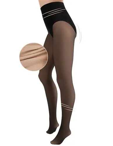 Produktbild: TONEST Durchscheinende Thermo Strumpfhosen Damen - 160DEN - gefüttert - beiger Innenfleece - Winter - transparente 20DEN Optik - warme Shaping Strumpfhose - 1200-TS (M)