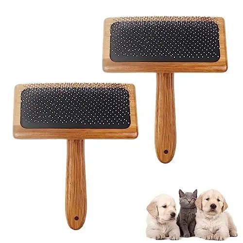 Produktbild: Tongdejing 2pcs Holz Wolle Carders Nadel Filz Pinsel Handcarder für Wolle, Nadel Filz Werkzeuge mit Massivholz Griff, Slicker Pinsel für Hunde, Carding Pinsel Craft Filz Projekt Hunde Pinsel(Size:L)