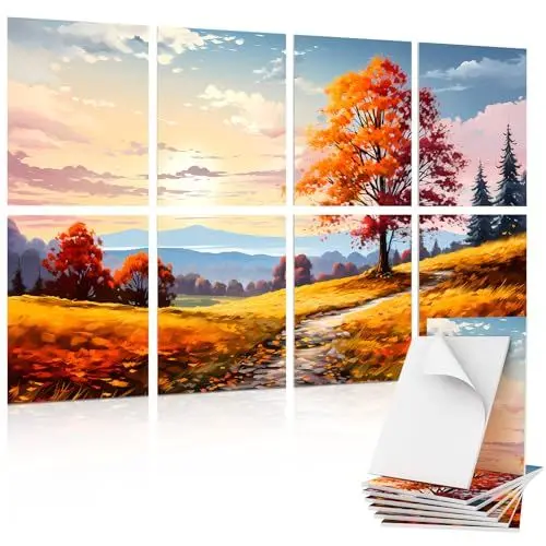 Produktbild: TONOR 8 Pack Art Acoustic Panel mit Selbstklebenden Wandpaneelen, 120 * 80 cm Schallabsorbierende Paneele, Dekorative Schalldichte Paneele, Akustische Behandlung für Tonstudio, Büro, Haus, Ahorn-Hain