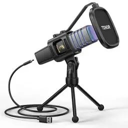 Produktbild: TONOR Gaming USB Mikrofon PC RGB Microphone Streaming Podcast Studio Nierencharakteristik Kondensator Mic Sets mit Microfon Ständer für Game, YouTube, Konferenz, Singen, Mikro für PS4 PS5,TC30
