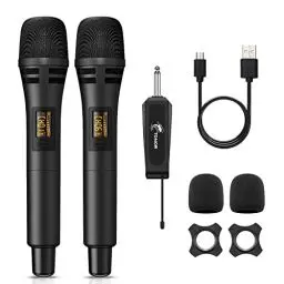 Produktbild: TONOR Mikrofon kabellos, drahtloses Funkmikrofon Wireless Microphone Handmikrofon dynamisch Microfono Mic mit Empfänger für Verstärker PA Anlage Karaoke Hochzeit Party Konferenz Vortrag TW320 Schwarz
