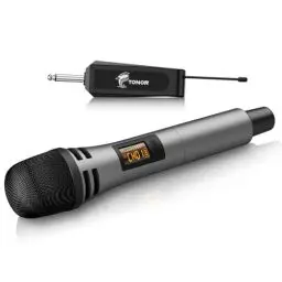 Produktbild: TONOR Mikrofon kabellos, drahtloses Funkmikrofon Wireless Microphone Handmikrofon dynamisch mit wideraufladbarem Empfänger für Verstärker PA Anlage Karaoke Hochzeit Party Konferenz Vortrag TW310 Grau