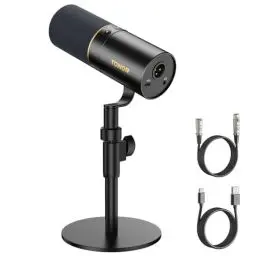 Produktbild: TONOR USB/XLR Dynamisches Mikrofon, PC Computer Gaming Gesangs Studio Microphone mit Desktop-Ständer für Podcast-Aufnahmen, YouTube, Musik-Streaming, mit Mute Button 3,5-mm, TD520