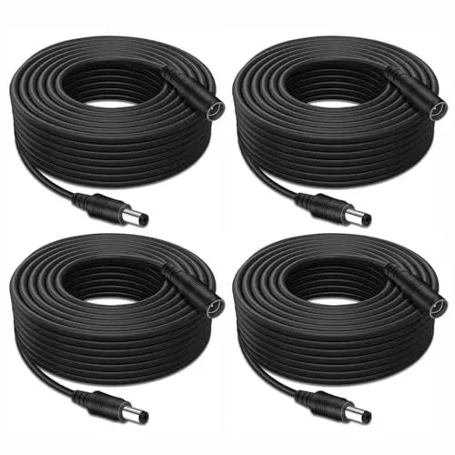 Produktbild: Tonton 0.5Meter DC Verlängerungskabel 5.5mm x 2.1mm, DC Kabel Verlängerung für Reolink, ZOSI, ANNKE, Hiseeu, Ctronics, YESKAMO CCTV Überwachungskameras, LED Strip. Verbinder für Netzteil (4er Pack)