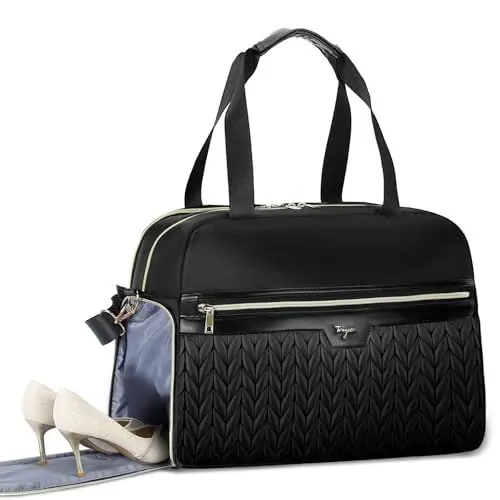 Produktbild: Tonyeee Reisetasche, Weekender-Tasche für Damen mit Schuh- und Laptopfach, Handgepäck Reisetote mit Nassfach, Geschäftsreise Umhängetasche, Übernachtungstasche für Flugzeug, Sporttasche, Schwarz