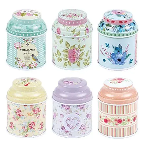 Produktbild: TooGet Elegante Metall-Weißblech Leeren Dosen, Home Küche Lagerbehälter, Shabby Chic Mini-Boxen für DIY Kerzen, Trockenlagerung, Gewürze, Süßigkeiten, Partyartikel und Geschenke (Zylinder 6PCS)