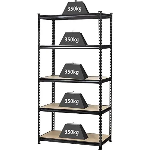 Produktbild: TOOLCRAFT 1530556 Schwerlastregal 350 kg Metall, MDF Holzboden Anthrazit/Schwarz