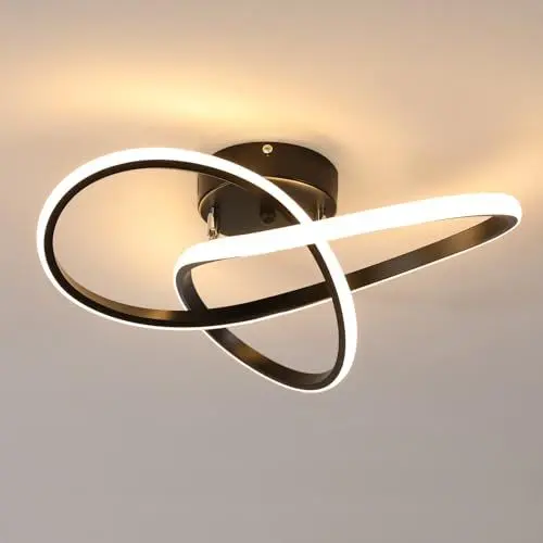 Produktbild: Toolight LED Deckenlampe Deckenleuchte, Deckenlampe Schwarz 38W 4275LM, LED Deckenleuchte 3000K Warmweißes Licht, für Wohnzimmer Schlafzimmer Balkon, Durchmesser 40CM