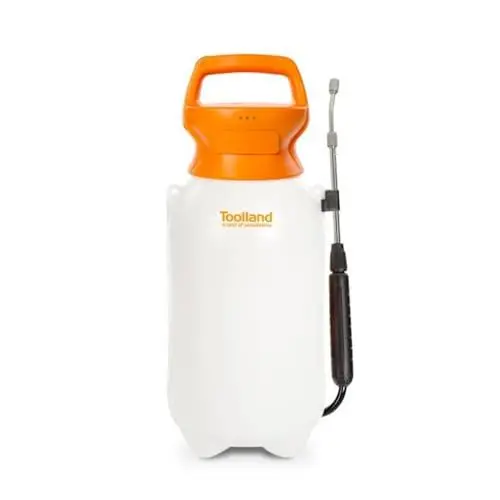 Produktbild: Toolland Drucksprüher akku 8 L, Gartenspritze, Sprühgerät für den Pflanzenschutz, 8L Füllinhalt, Universelle Sprühflasche, Unkrautvernichter, mit Schlauch, Tragegurt und Verstellbarer Düse, weiß,