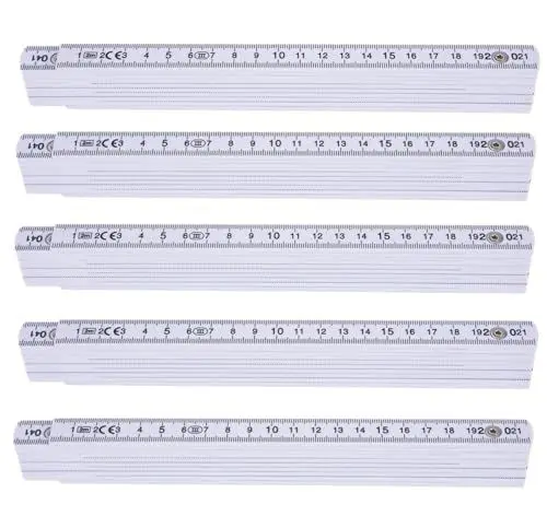 Produktbild: 5 Stück Zollstock 2 Meter - Meterstab extra bruchsicher & Messgenau & leicht zu lesen - weiß