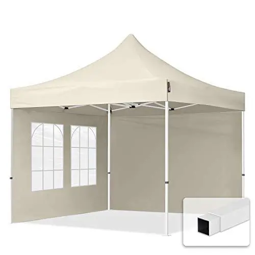 Produktbild: TOOLPORT 3x3m Pavillon Faltpavillon Klappzelt inkl. 2 Seitenteile Stahl Faltzelt Garten Partyzelt Creme