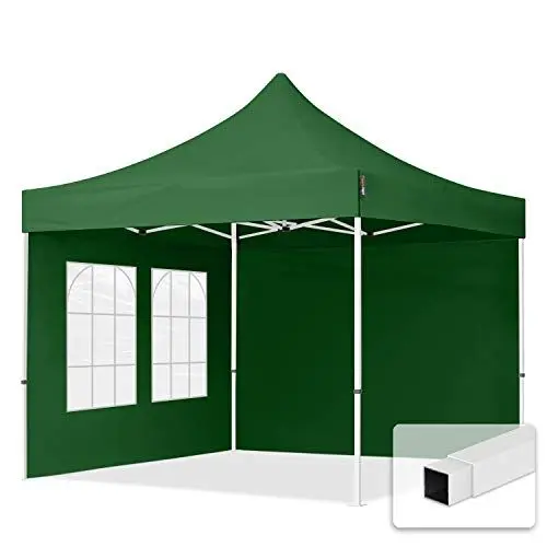 Produktbild: TOOLPORT 3x3m Pavillon Faltpavillon Klappzelt inkl. 2 Seitenteile Stahl Faltzelt Garten Partyzelt grün