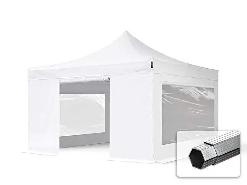 Produktbild: TOOLPORT Faltzelt Professional 4x4 m - mit 4 Seitenteilen (Panoramafenster) Faltpavillon ALU Pavillon Partyzelt weiß